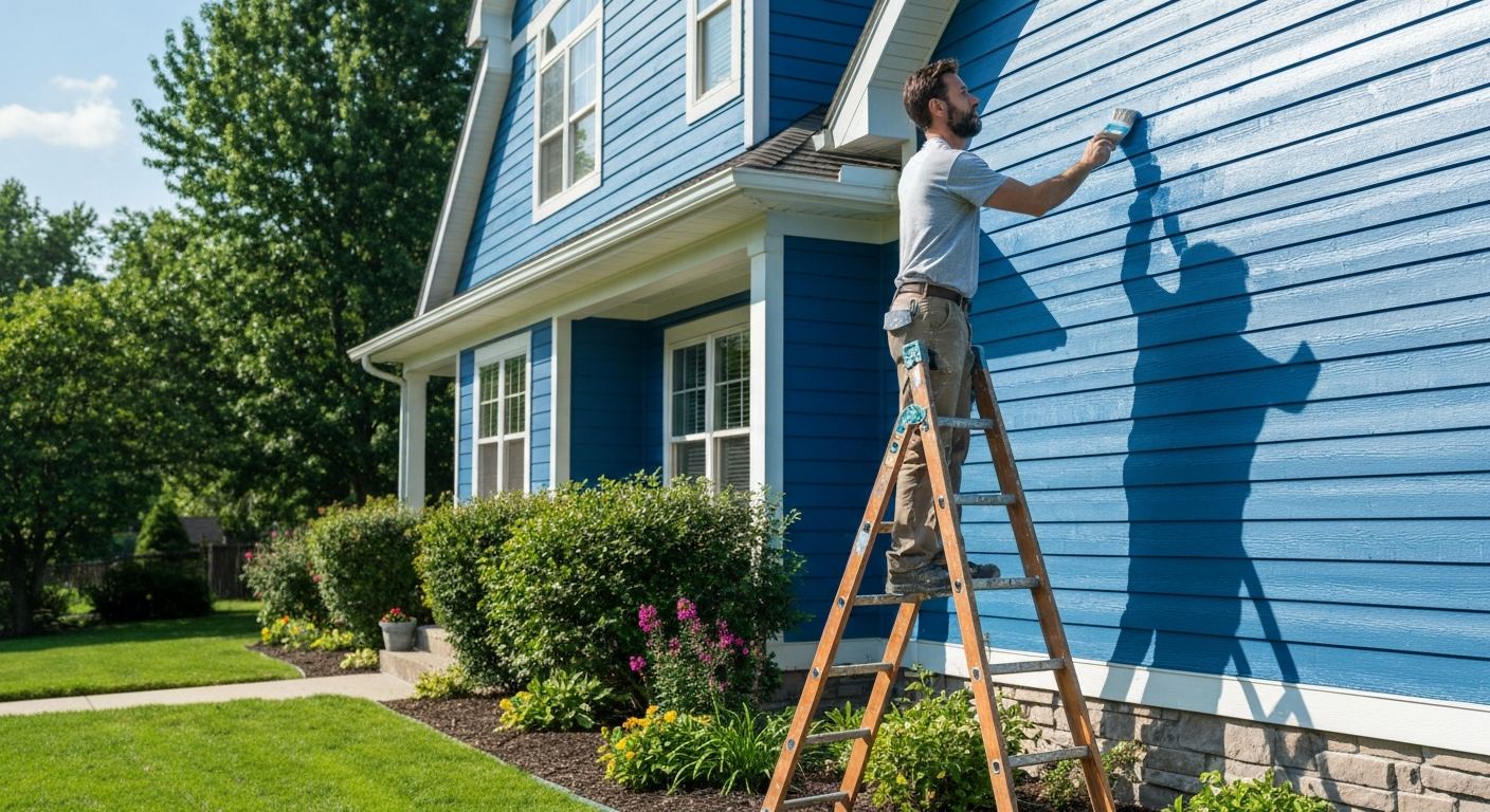Peintre professionnel au travail a Marieville, Quebec