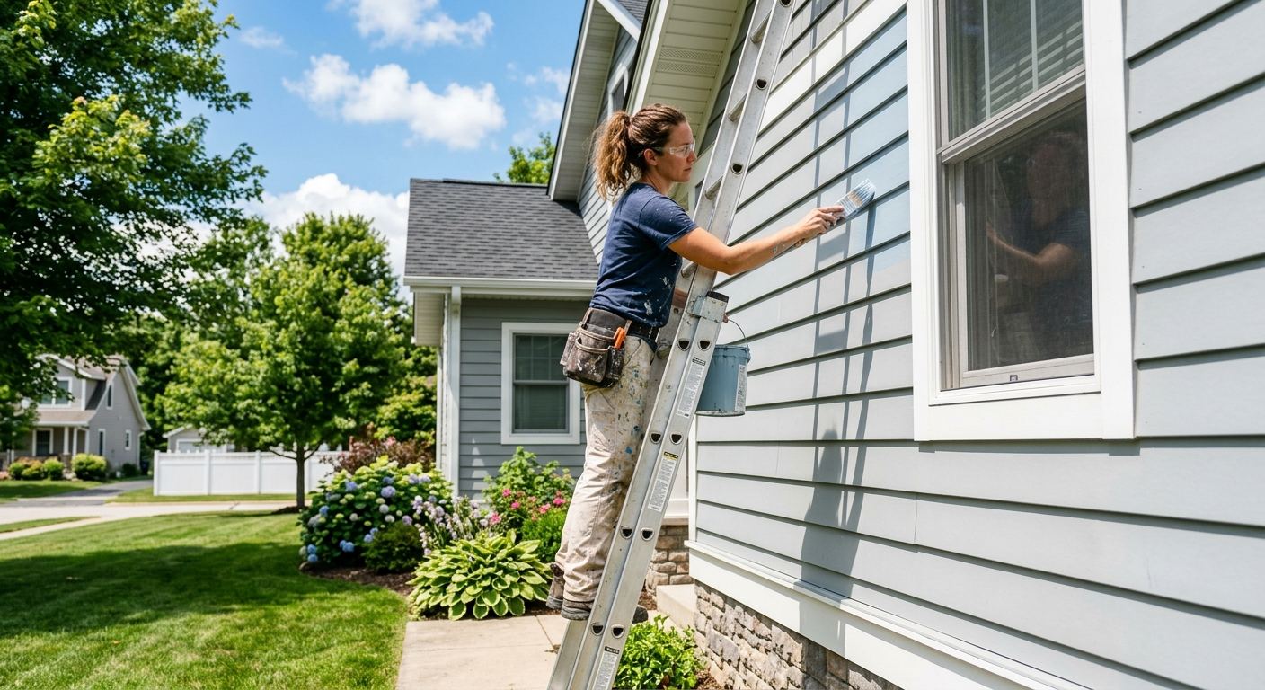 Peintre professionnel au travail a Saint-Joseph-de-Sorel, Quebec