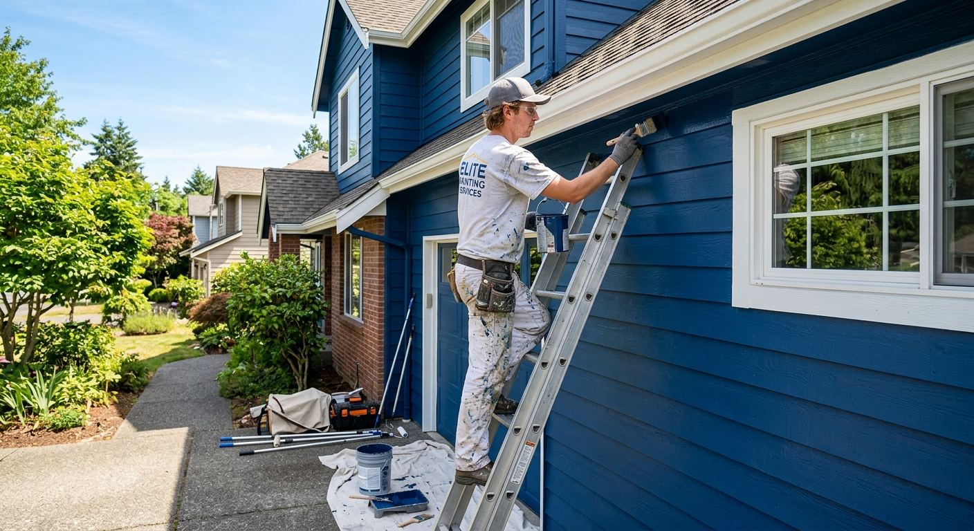 Peintre professionnel au travail a Saint-Césaire, Quebec