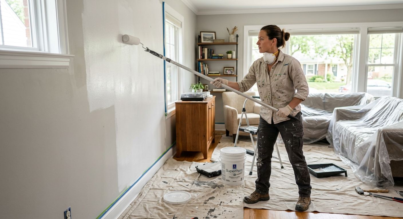 Peintre professionnel au travail a Dundee, Quebec