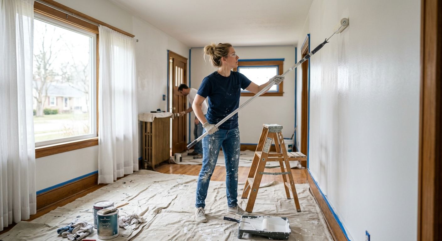 Renovation et peinture de facade a Les Cèdres