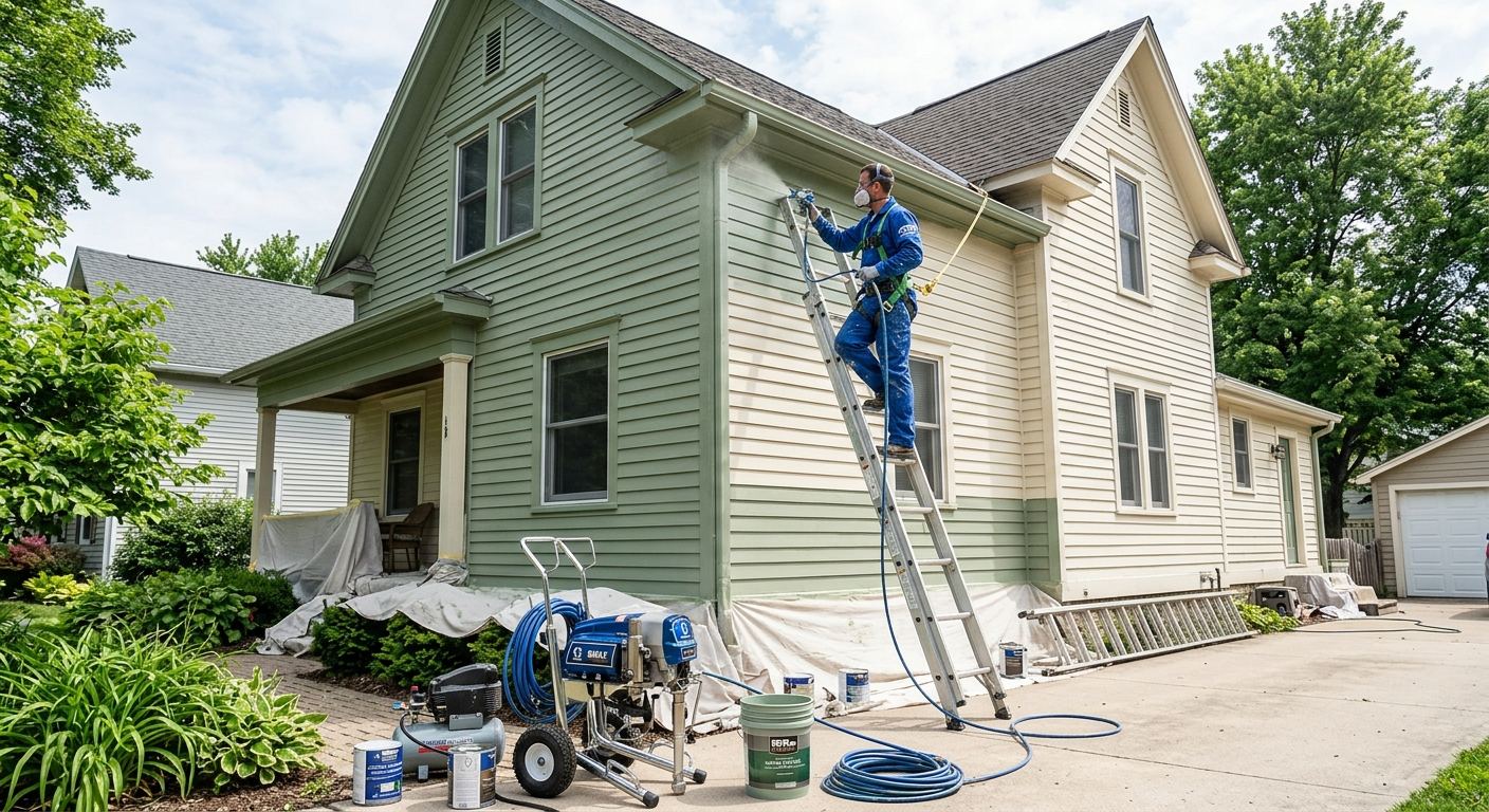 Peintre professionnel au travail a Mercier, Quebec