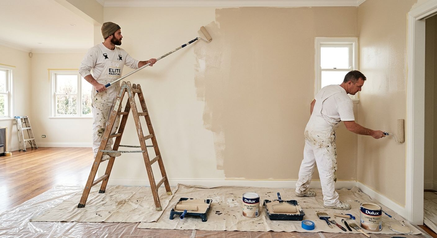 Peintre professionnel au travail a Carignan, Quebec