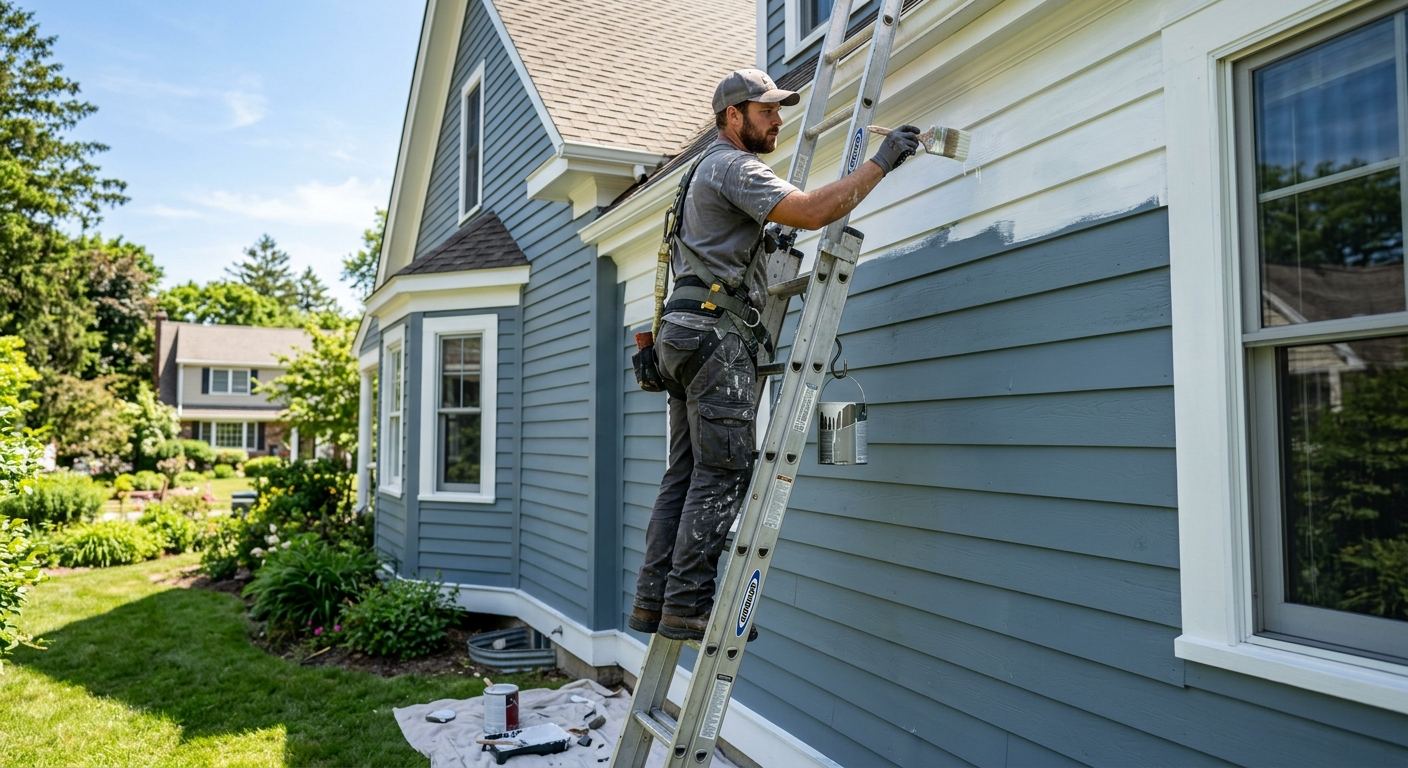 Peintre professionnel au travail a Les Coteaux, Quebec